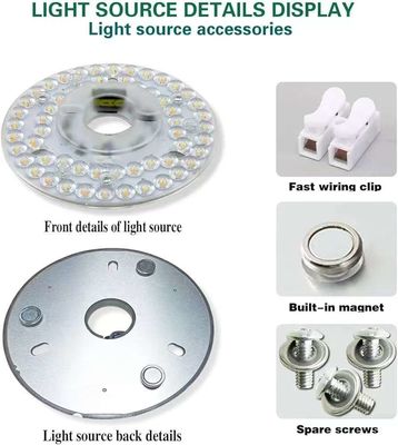 Dia125mm Round Pcb Board 4.9'' LED Retrofit Light Kit 22W Colore 3000K/4500K/6000K CRI90 Per il pannello di sostituzione della luce del ventilatore del soffitto PCB,Light del soffitto LED Retrofit Kit,120V 2200LM,