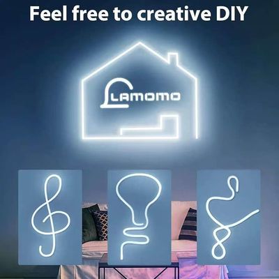 Lumi a striscia bianche a LED 16,4 piedi/5m Neon Light Strip 12V Flex Waterproof Neon LED Strip Silicone LED Neon Rope Light Per cucina camera da letto Decorazione interna esterna Adaptore di alimentazione Non incluso