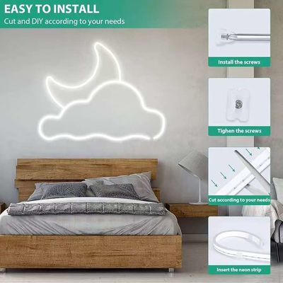 Lumi a striscia bianche a LED 16,4 piedi/5m Neon Light Strip 12V Flex Waterproof Neon LED Strip Silicone LED Neon Rope Light Per cucina camera da letto Decorazione interna esterna Adaptore di alimentazione Non incluso