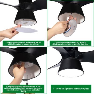 Motore di luce a LED da 15W 100MM per sala da pranzo Kit di ristrutturazione del pannello del ventilatore del soffitto da 120V con moduli DOB
