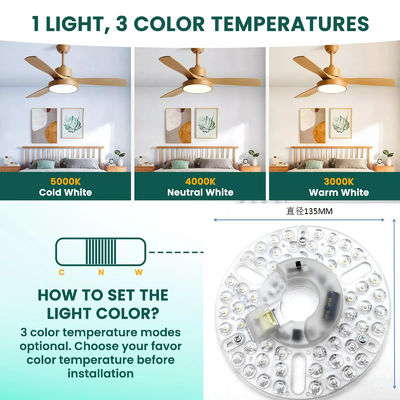 5CCT 18W/24W DIP Switch Ventilatore di soffitto con potenza di stregone sostituisce modulo LED 120V Ventilatore di soffitto Kit di ristrutturazione del pannello con moduli DOB