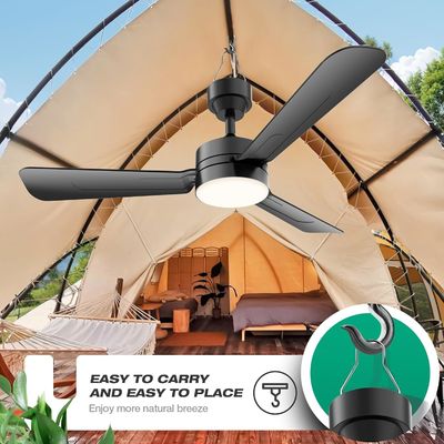 Ventilatori da soffitto con luci, 36&quot; LED Fan Light Hanging with Hook, Hook Type Ceiling Fan, Plug in Ceiling Fan Light, 40W, 3000-6500k, Remote Control, Portatile Fan per letto da campeggio, Patios, ((Black) N DFFFFFN`