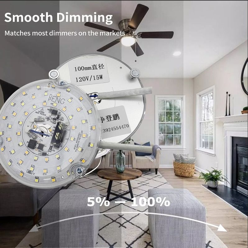 120V 15W driverless Dia 100mm LED Light per Led Fan Light con certificato ETL sostituzione di soffitto di ventole LED