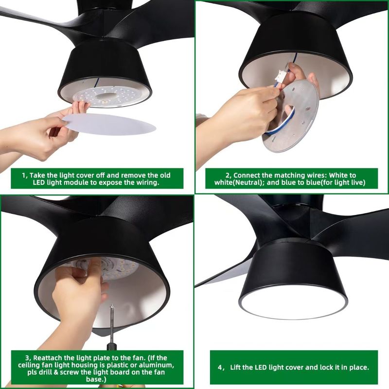 Motore di luce a LED da 15W 100MM per sala da pranzo Kit di ristrutturazione del pannello del ventilatore del soffitto da 120V con moduli DOB
