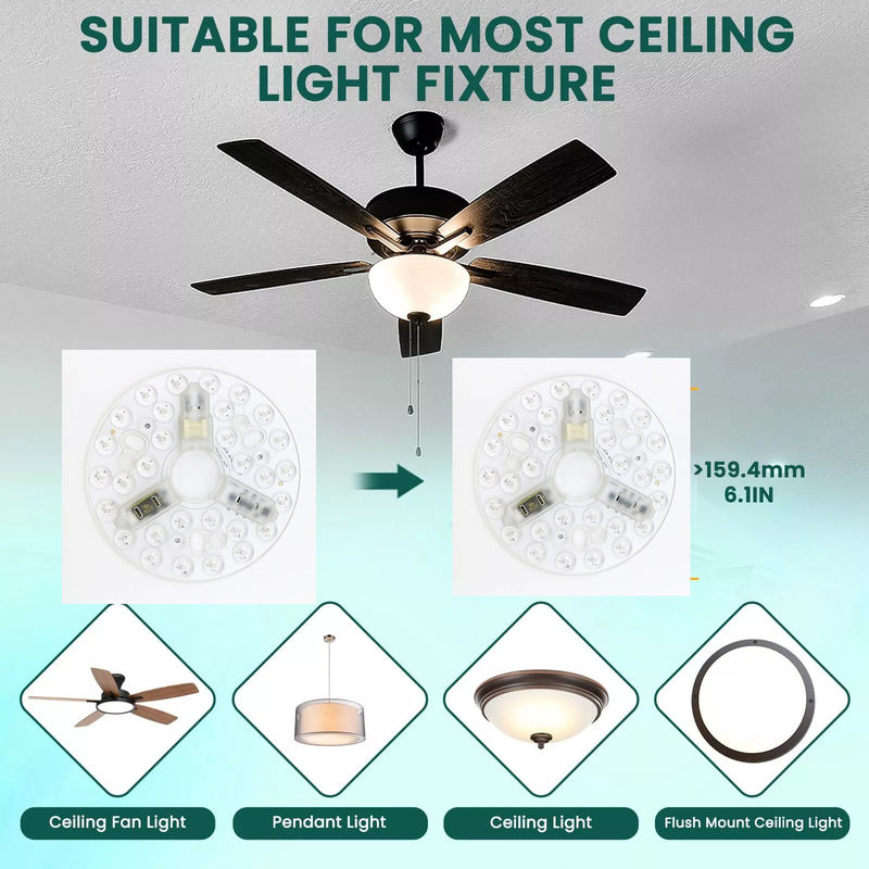 Moduli LED ERP Rosh 5CCT 12W/18W/24W DIP Switch Ventilatore di luce di soffitto con Witch Power Sostituisce il modulo LED